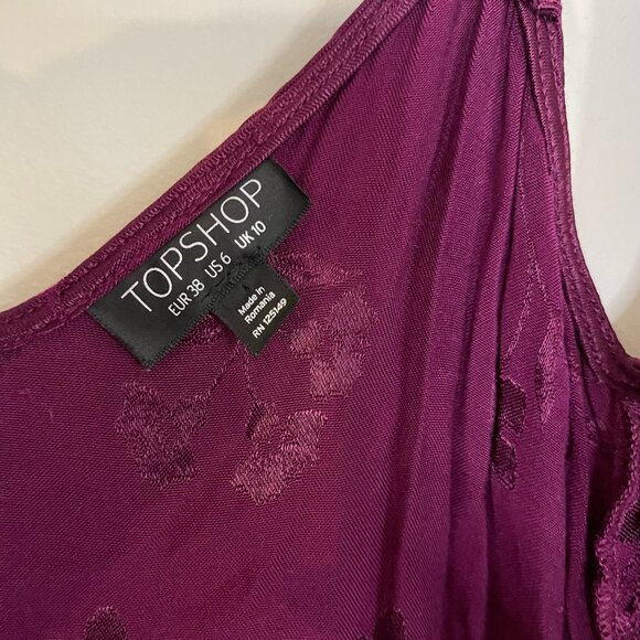 Topshop US6 Purple Floral Silk Wrap Dress – High‑Low, Spaghetti Strap - Picture 16 of 16